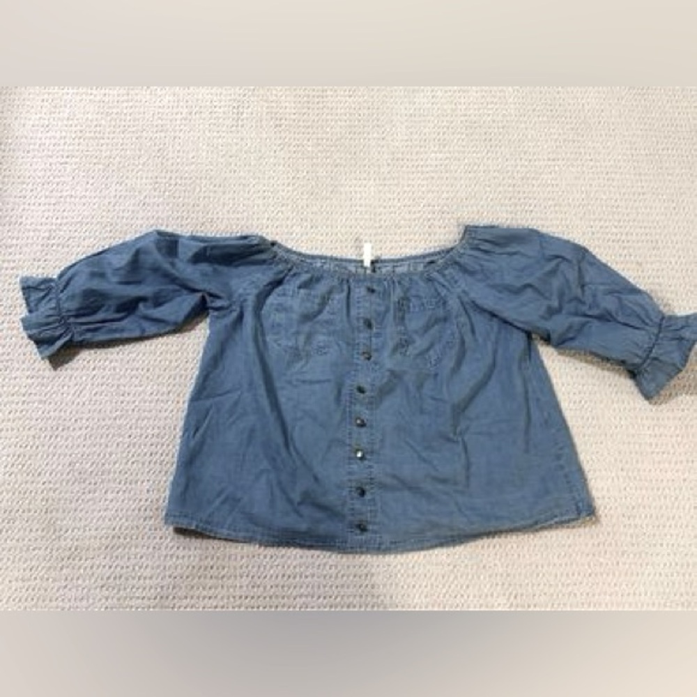 Denim Shirt Large Off Shoulder